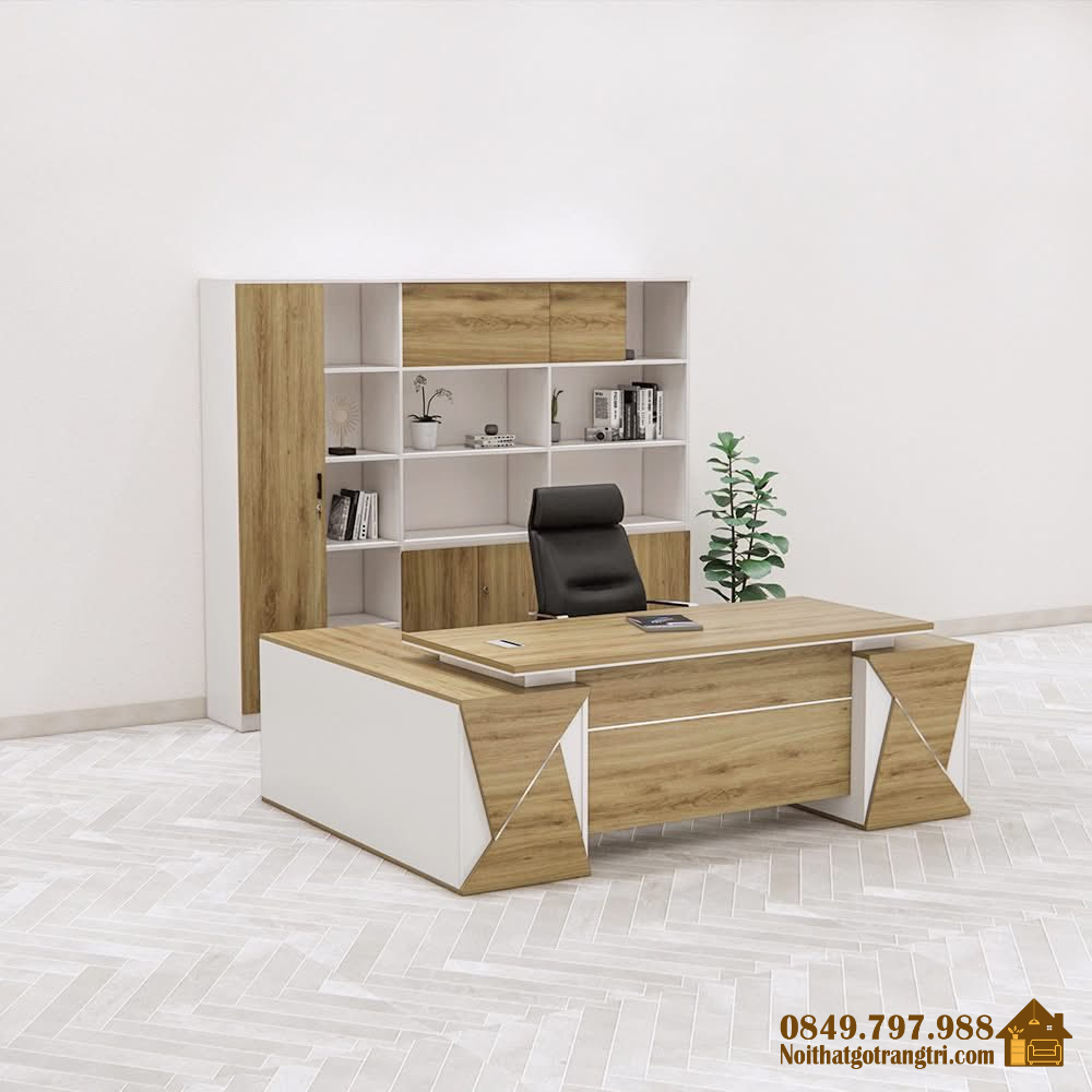 Bàn giám đốc góc L sang trọng hiện đại