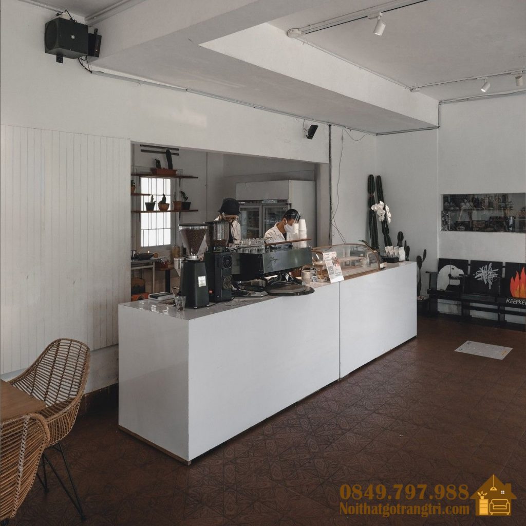 Quầy Order cafe màu trắng giá xưởng