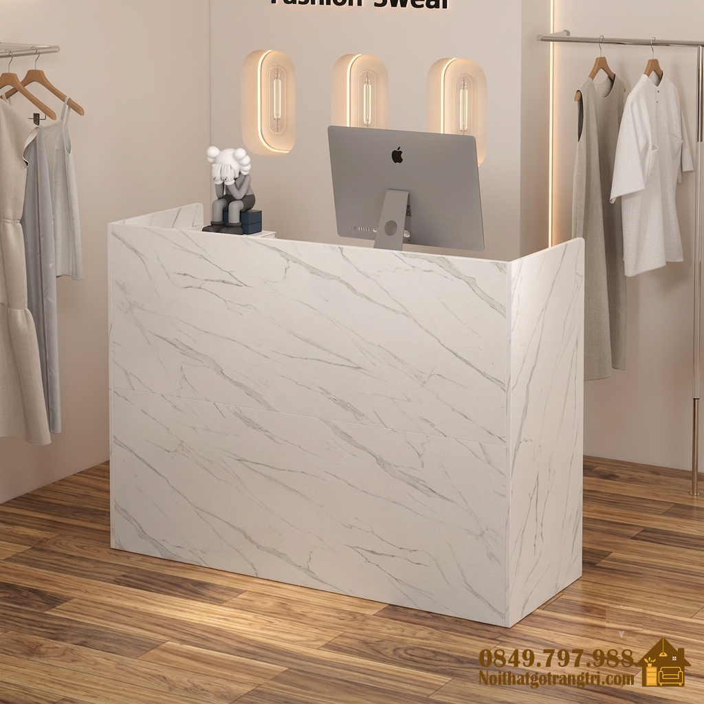Quầy thu ngân cho shop màu vân đá